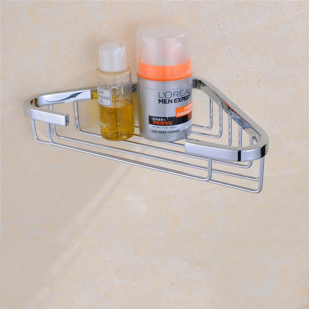 Triangle Bathroom Shower Corner Caddy, Wall Mounted Shelves Baskets Collection, Stainless Steel Chrome 09-007