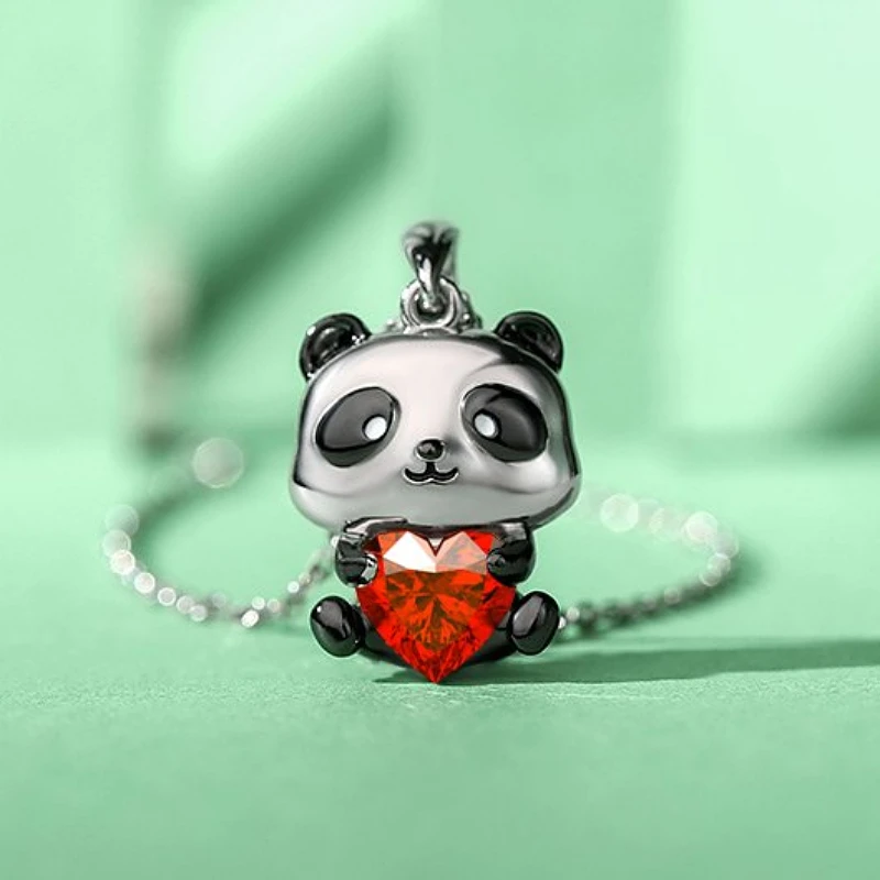 collares de moda 2022 mujer collares para mujer collar collares choker collar hombre colgantes one piece Collar de Panda de Kung Fu, colgante de cristal de amor rojo, regalos de gato para mascotas amadas