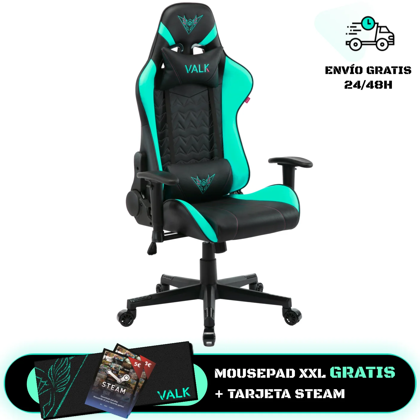 VALK Nyx gaming Chair with Fabric Versions and Leather, Recliner, 2D Armrest, gamer Chair, Desk Chair, Computer Chair, Office Chair, Ergonomic Chair, gaming chair-blue/red/Aqua/lilac colors