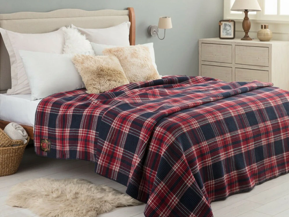 Single / Double Plaid Cotton Blanket , Winter Warm Blanket, Cozy Blanket, Sofa Decoration Cover , Ideal for Living Room, Couch