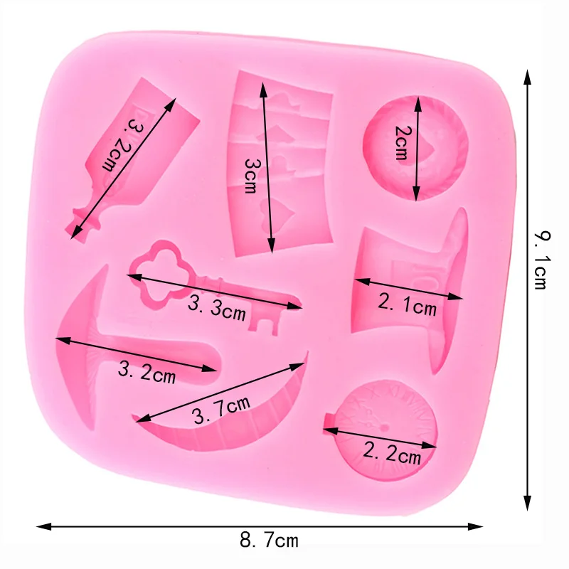 Alice Wonderland Silicone Mold Poker Magic Clock Key Fondant Molds Cake Decorating Tools Candy Clay Chocolate Gumpaste Moulds