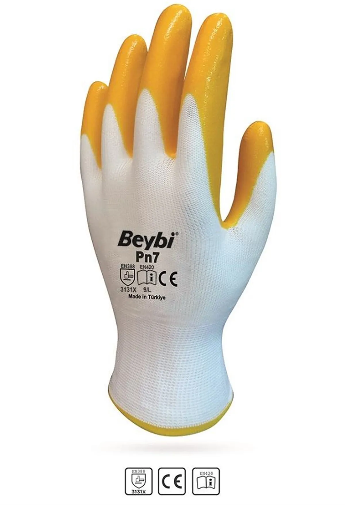 

Beybi PN7 Nitrile Yellow Work Gloves Gloves Construction Builder Workman Automotive Parts Yellow Size 9 and 10 12 Pairs