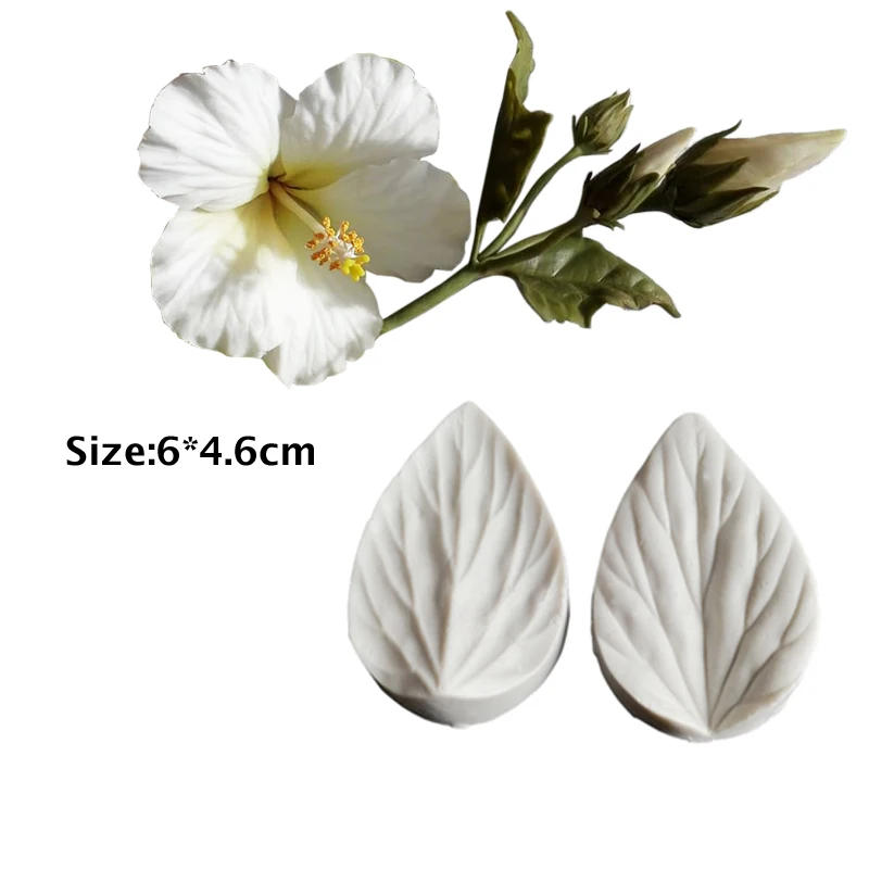 2 Styles Hibiscus Flower&Leaf Veiners Silicone Mold Fondant Wedding Cake Decorating Tools Clay Chocolate Gumpaste Mould M249495