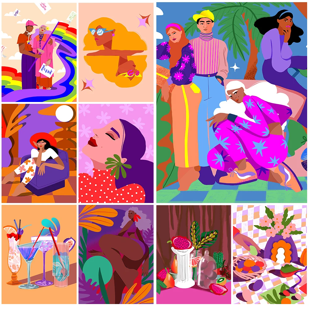 Young and Dynamic Illustrations Nordic Poster Equality Wall Art Canvas Painting Wall Pictures For Living Room Decor Unframed