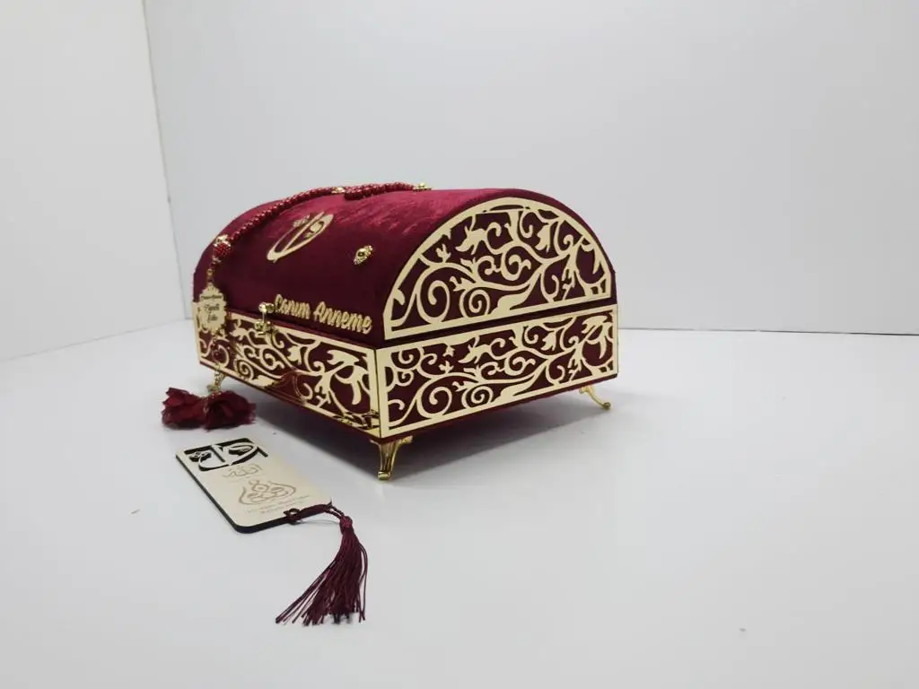 Large Size Luxury Quran Set Velvet Burgundy color Quran