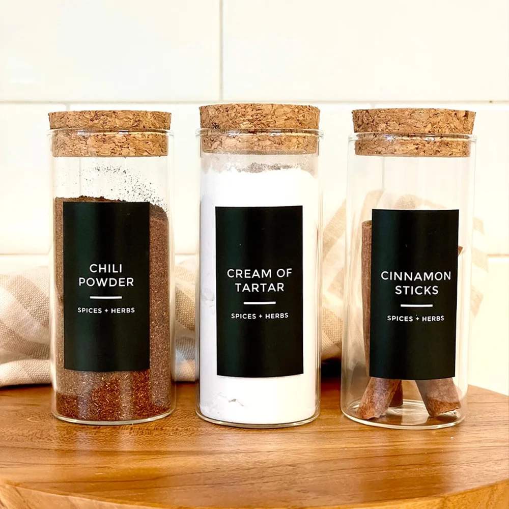 Custom Spice Labels • Personalized Classic Black Design • 1.25