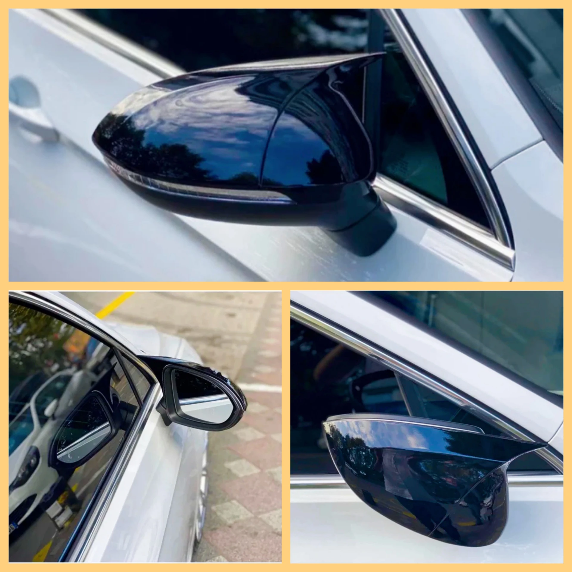 Bat Style Mirror Cover VW Passat B8 2015 2016 2017 2018 2019 2018 2019 Car Accessories Shiny Black BATMAN Exterior Parts