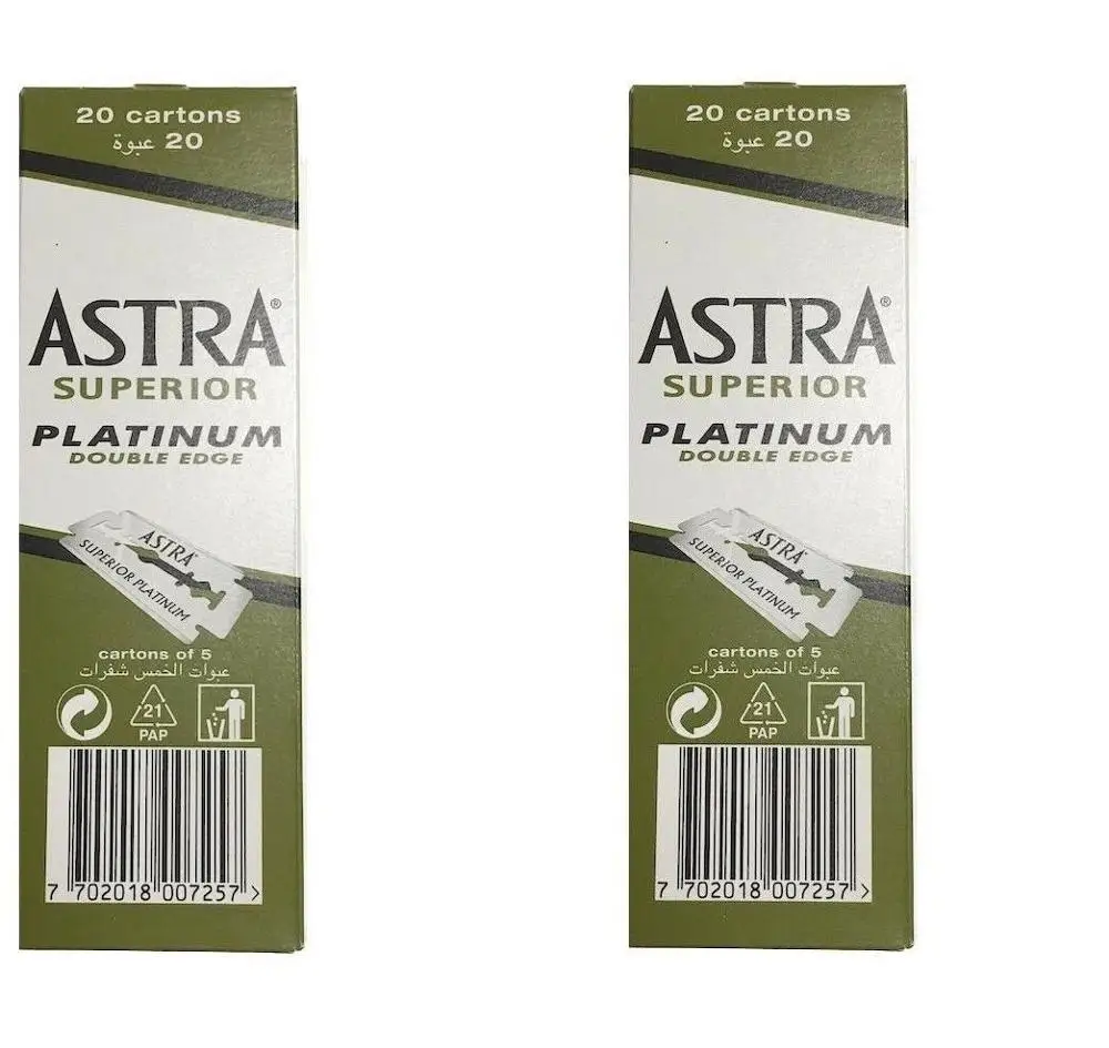 Astra-cuchillas de afeitar de doble filo, cuchilla de afeitar de seguridad de platino superior, paquete verde de 5 piezas, 10 piezas, 20 piezas, 50