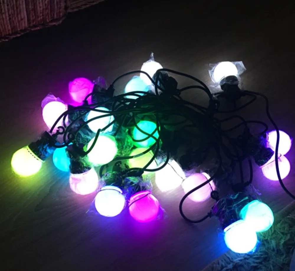 

IP65 G50 RGB Milky Bulb String Hanging Outdoor String Lights For Wedding Christmas Party Patio Street Colorful Garland Lights