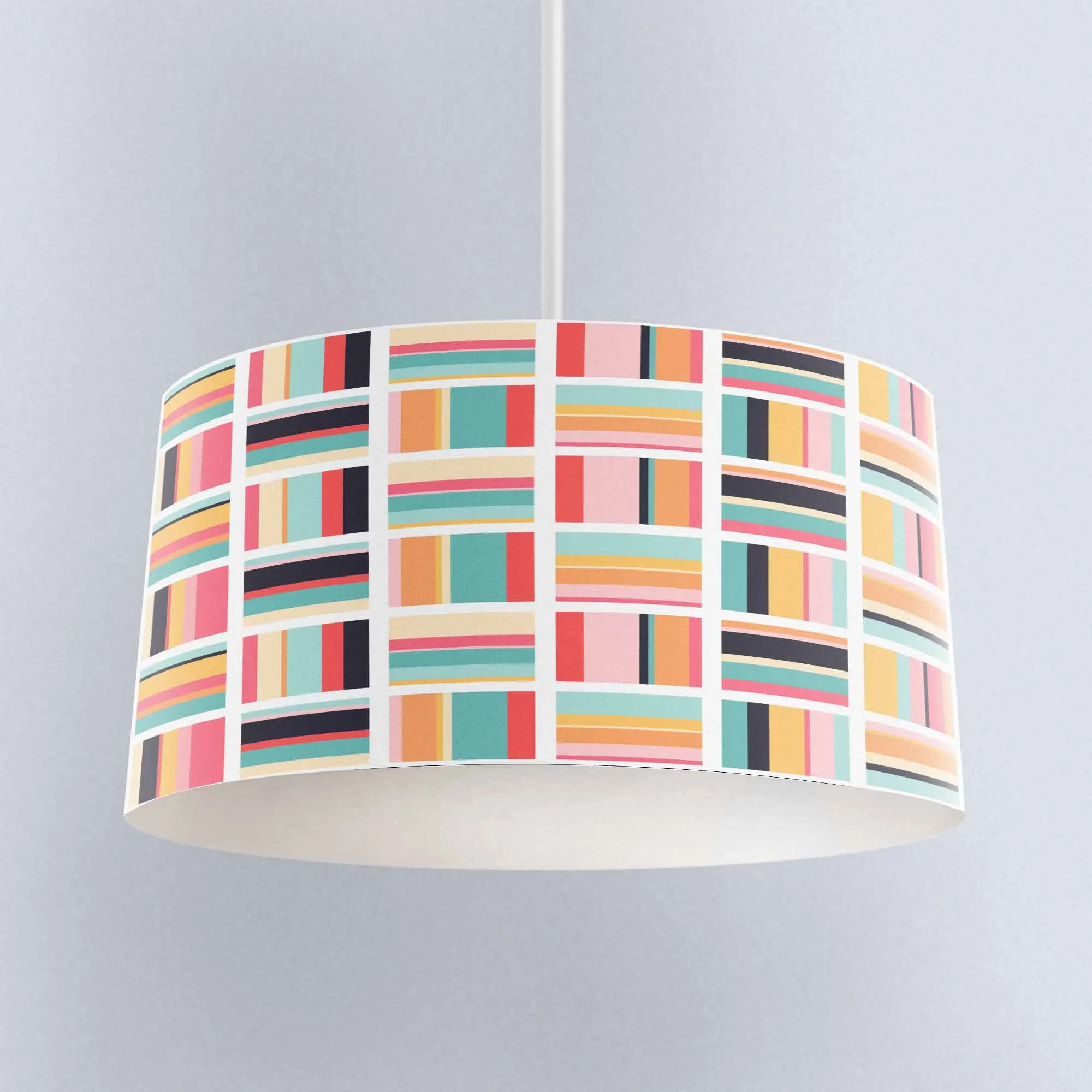 

Else Blue Green Orange Lines Geometric Digital Printed Fabric Chandelier Lamp Drum Lampshade Floor Ceiling Pendant Light Shade