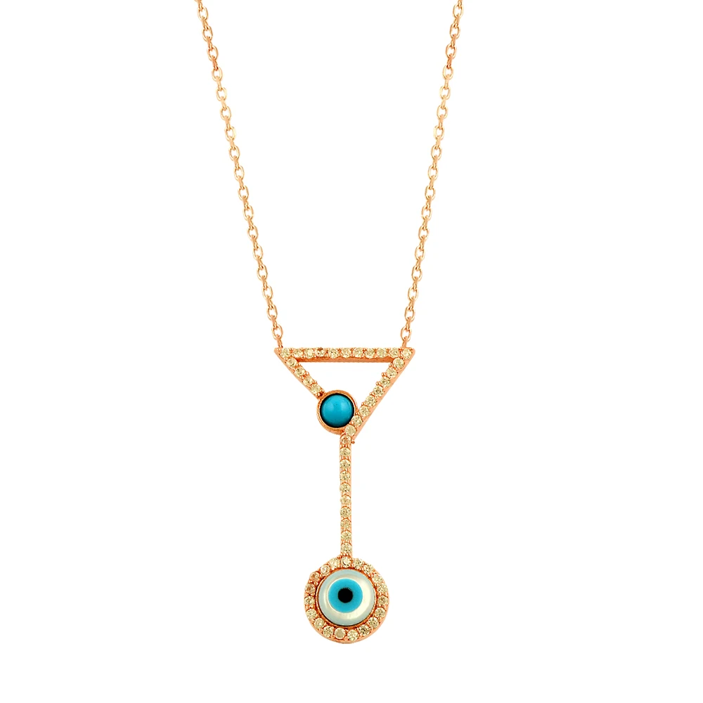 Evil Eye Necklace Evil Eye Women Necklace Turquoise Triangle Evil Eye Necklace Boho Trendy Statement Fashion Cute Gold Mini