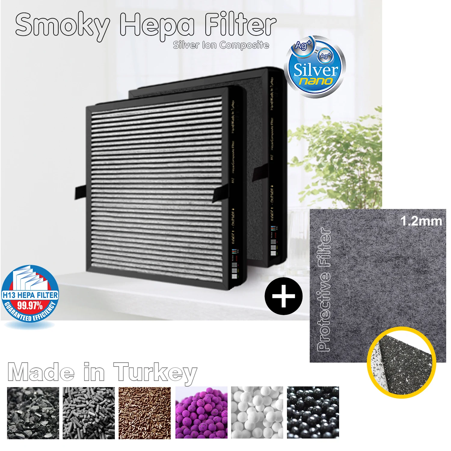 310*240*35mm Midea KJ20FE-NH1 / NH2 / 200G / 210G / C42 / C46 / D41  Air Purifier Compatible Hepa Carbon Combined Filter