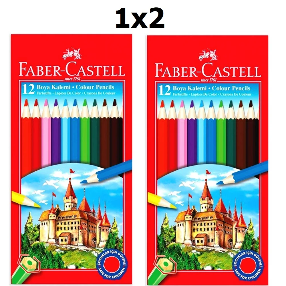 Faber Castell Colored Wooden Soft Crayons 12 Colors Pair 24 Pieces, Preschool, Student, Office