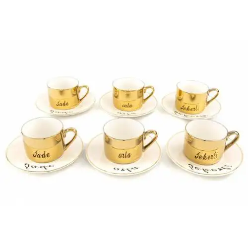 

DOLBOVI MERRY GOLD 6 Person 12 Piece Coffee Cup Set cup tea handmade bowl beautiful mugs turkish tea set vintage Saucer creative Latte Cup teaware free shipping products service coffee Weights undefined kubki do kawy