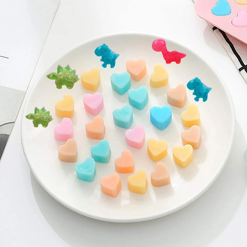 50 Cavity Gummy Bear Silicone Mold Dinosaur Heart Shaped Candy Chocolate Ice Cube Tray Molds Cake Decorating Tools With Droppers