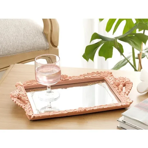 DOLBOVI Home Love Birds Mirrored Tray 25x38 cm glass saucer tray set  tray serving  tray tea set tea tray tea table trays decorative  food tray gold tray trays mirror tray plateau glass tray serving board tea accessori