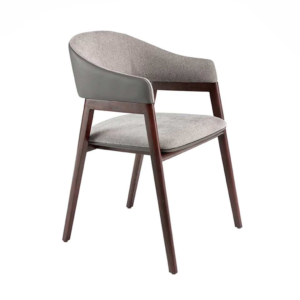 Chair 4091 Angel Cerdá-chair upholstered in fabric and leatherette with leg structure made of solid ash wood painted in walnut color.