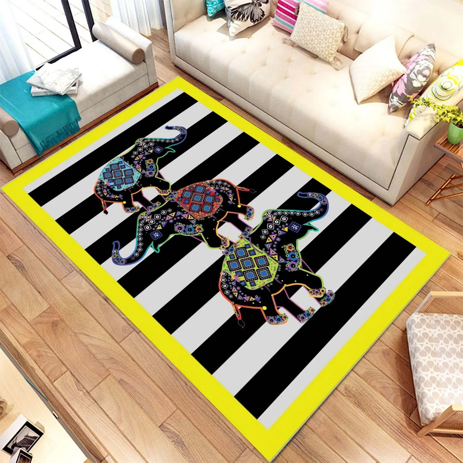 Elephant Pattern Rug, Kids Room Carpet, Modern Rug,  Rug, Kids Room Rug, Teen Rug, Decor For Boy Room