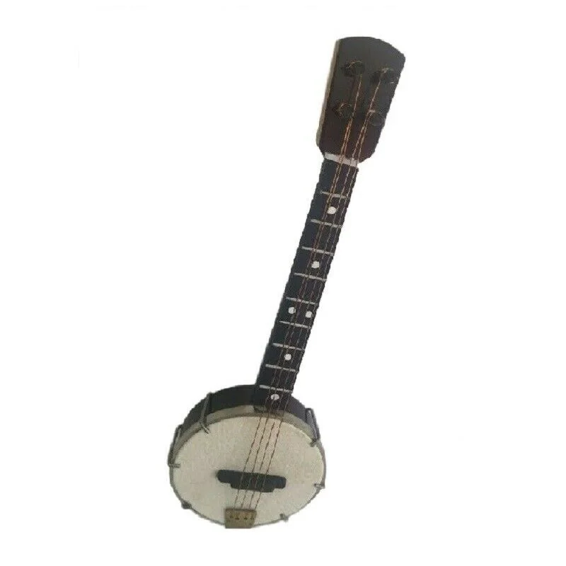 Salvat, A26 Banjo miniature à cordes, instrument à cordes avec un son lumineux et percussif, environ Réplique en bois parfaite de 8 cm avec finitions excellentes, collection d'instruments de musique miniatures, sans fascicule, l'emballage sous blister peut être froissé