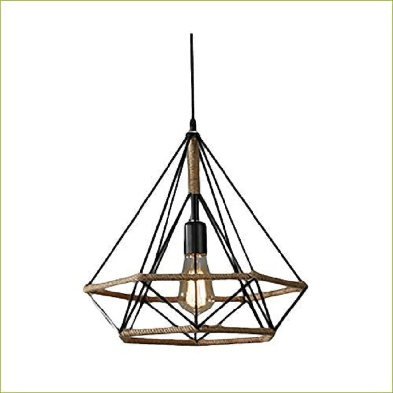 Ceiling Lamp, RETRO iron INDUSTRIAL diamond lamp E27, Φ 380MM black [energy efficiency class A +]