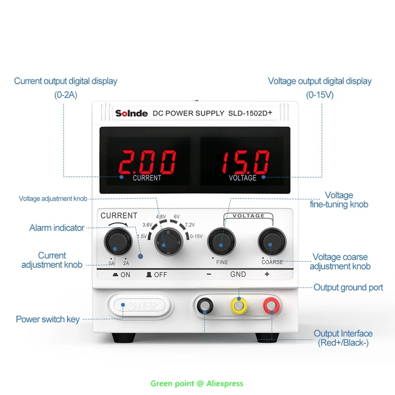 Nowy produkt wysoka dokładność wyświetlacz SLD-1502D + cyfrowy LED DC stabilizowane zasilanie 0-15V/0-2A regulowane zautomatyzowane narzędzia do