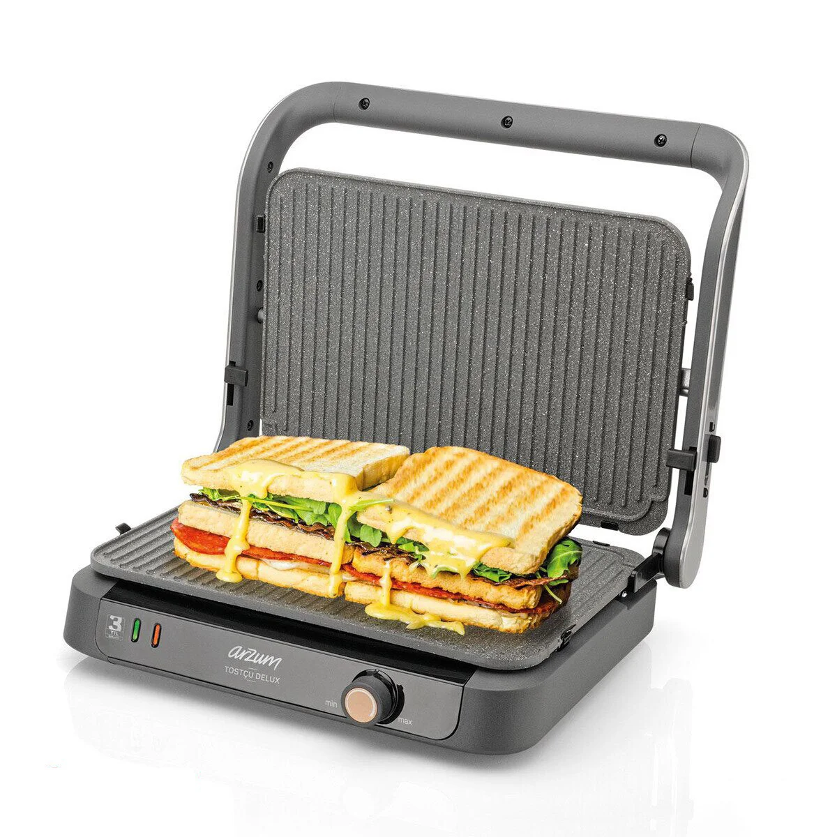 Arzum Deluxe Grill And Sandwich Maker Bread Oven Electric Grill Meat Steak Hamburger Breakfast Machine Frying Pan Barbecue