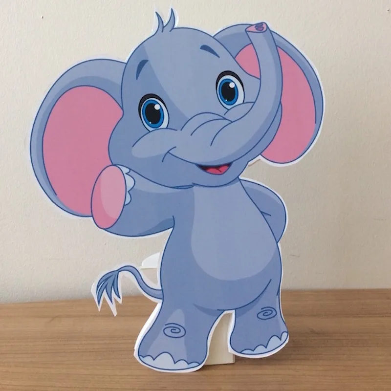 Cute Elephant Foam-board Cutout Standee with Cardboard Stand Birthday Party Decoration Kids Safari Party Supplies Concept Party