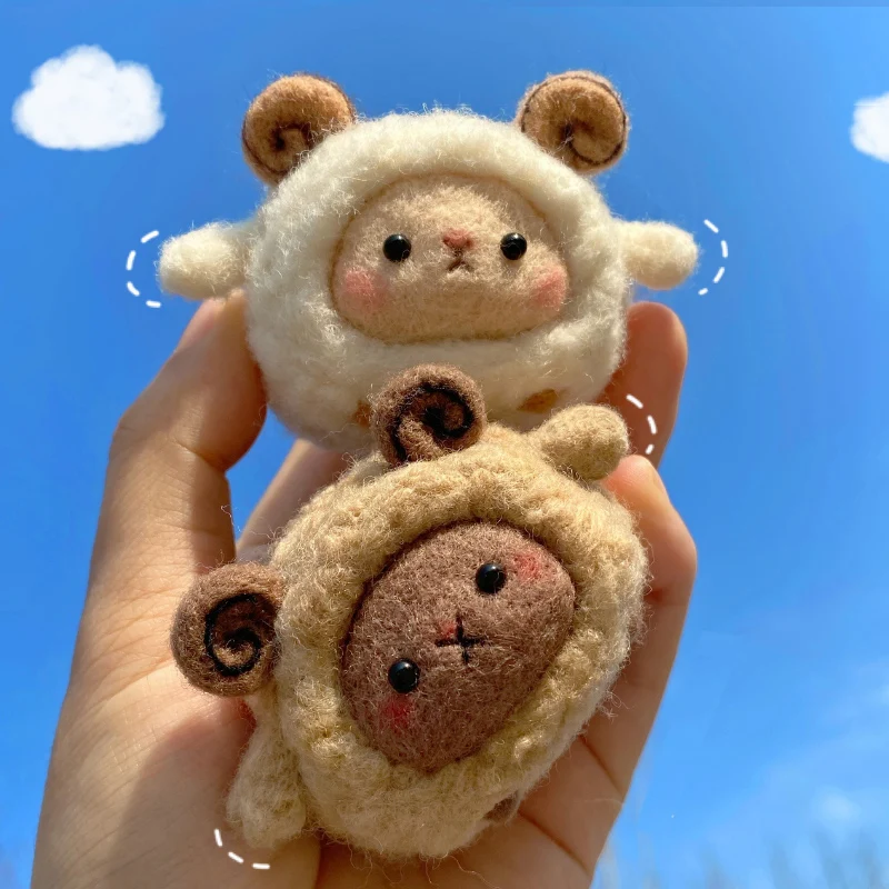 Non Finish Cute Lovely Sheep Cartoon Animal xiaomi Toy Doll DIY kuat Wool Needle Felt Sheep Needlework Kit For DIY Kids Children