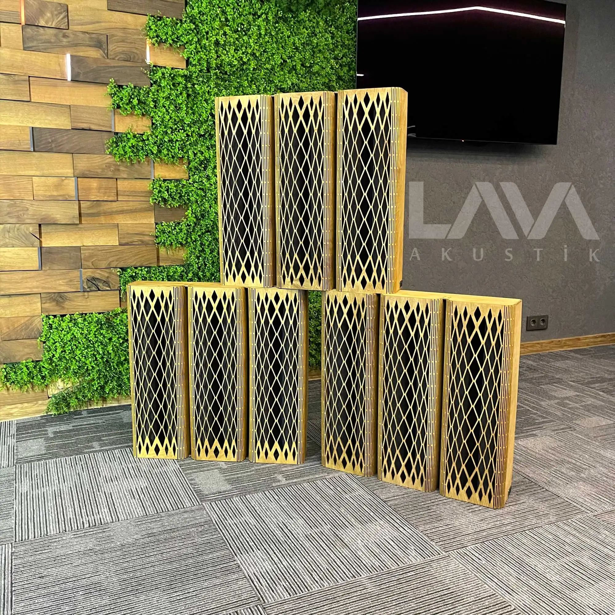 Acoustic Panel \'\'DIAMOND\'\' Basstrap Absorber Recording Music Studio Arrange Soundproof Foam and Wood Reflective Wall Diffuser