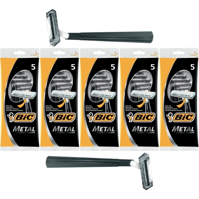 Bic Metal Disposable Razor For Tough Beards 5 Pack/25 Pcs