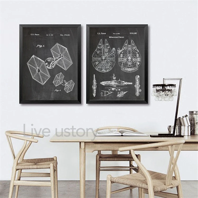 الخيال العلمي مركبة الفضاء المشارك سفينة الفضاء مخطط رسم جدار قماش رسم مطبوع اللوحة الطائرات صور الأولاد غرفة ديكور