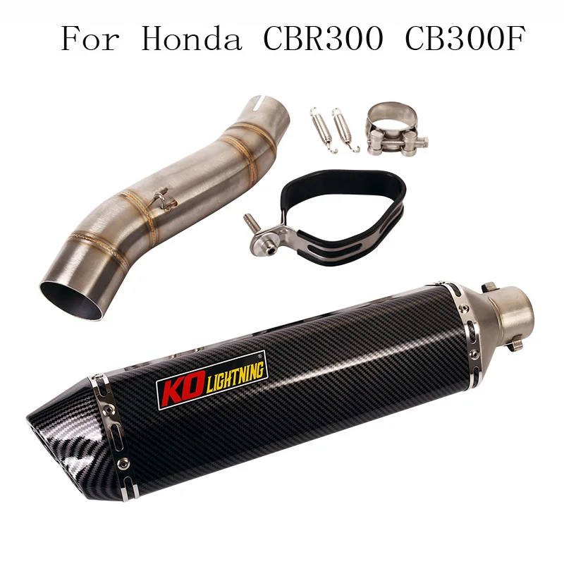 

Slip on Motorcycle Exhaust Muffler Silencer Escape Tip Connector Section Link Pipe for Honda CBR300R CB300F