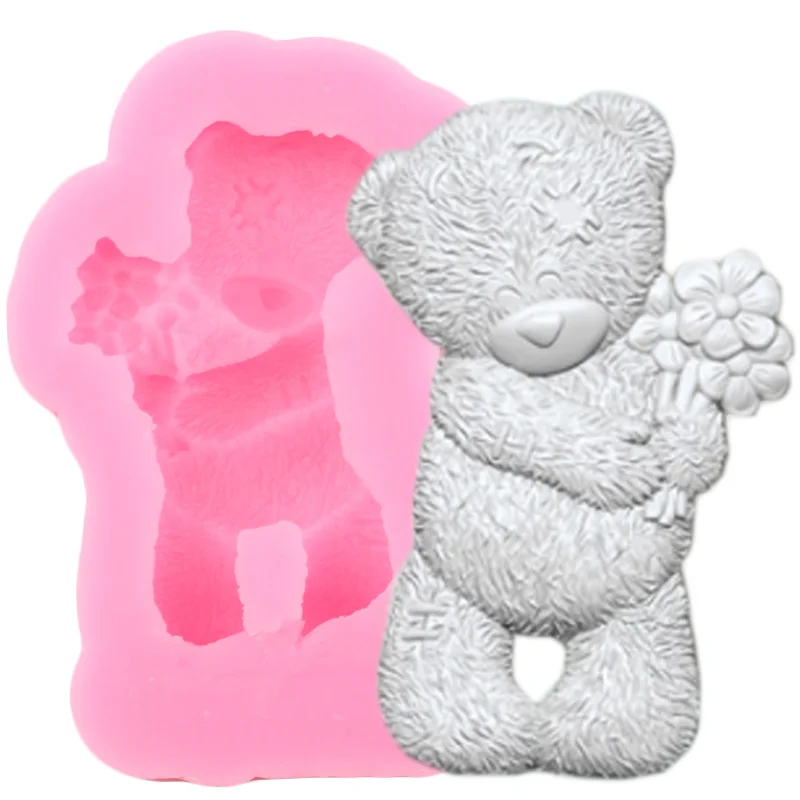 3D Bear Silicone Mold DIY Baby Birthday Cake Decorating Tools Cupcake Topper Fondant Molds Chocolate Candy Clay Resin Moulds