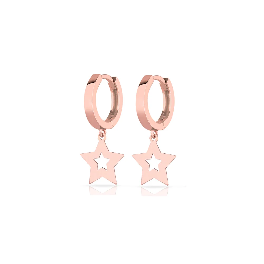 Fashion Earrings 925 Sterling Silver Star Jewelry For Women Rose Gold Plated Drop Earrings