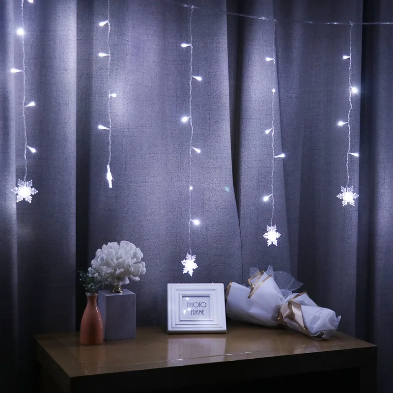 3.5M Led Garland Gordijn Eu Plug Fairy String Lights Garland Op Het Raam Gordijn Festoen Kerst Decoraties Voor Huis kamer