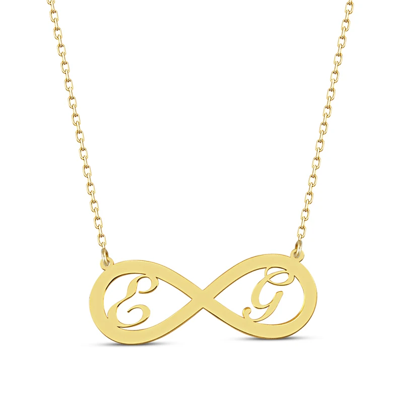 Infinity Personalized Nameplate Necklace 925 Silver Custom Initial Necklace Gold Plated Anniversary Necklace