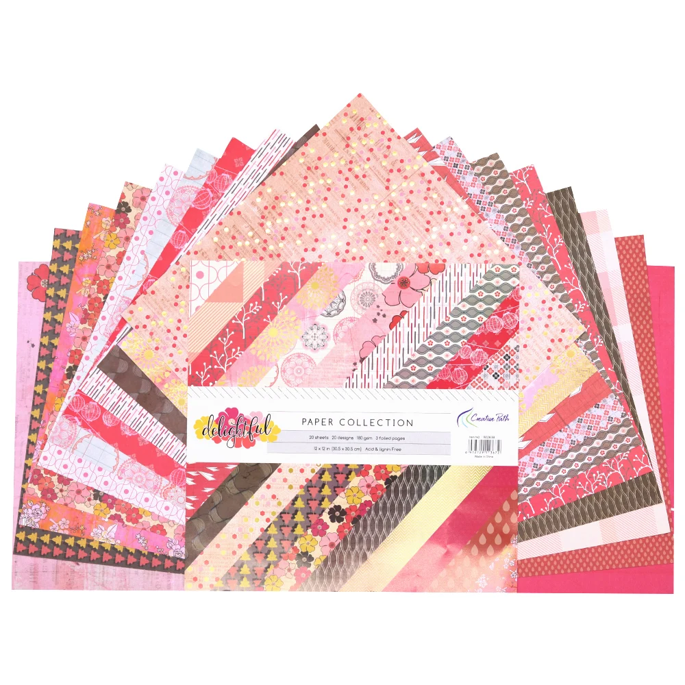 The Creative Path 12 Inch Scrapbooking Paper 20 Sheets Craft Background Decorative Pattern Designer Pack DIY 305x305mm Acid Free