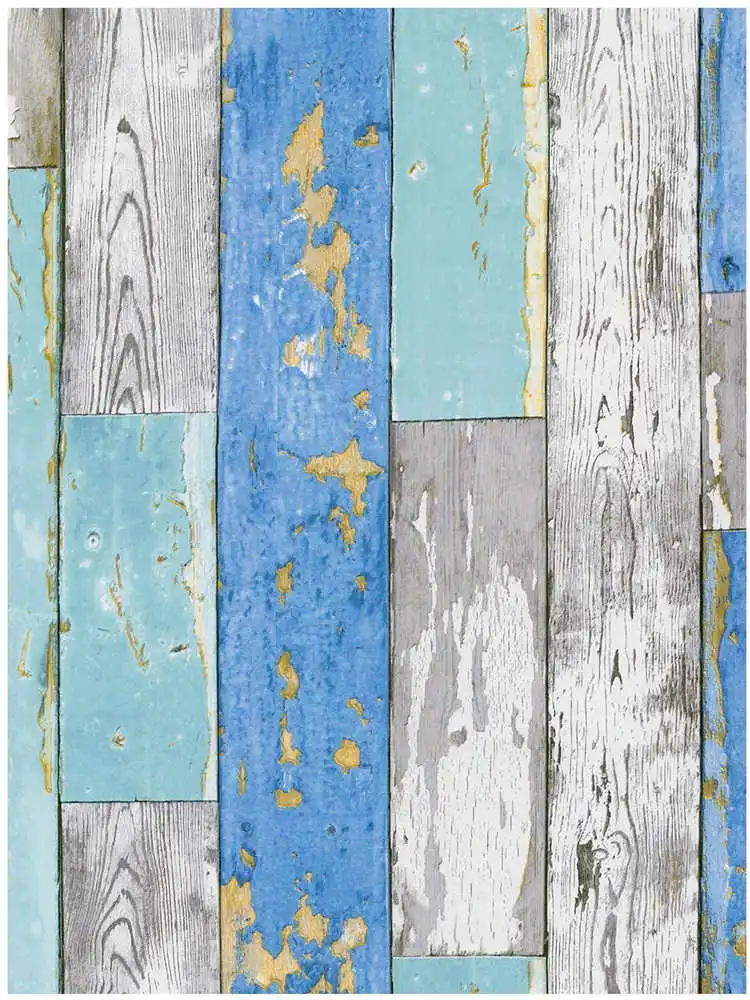 Peel and Stick Wood Plank Wallpaper Blue/Gray/Brown Vinyl Self Adhesive Wall Paper Design for Walls Bathroom Bedroom Home Decor