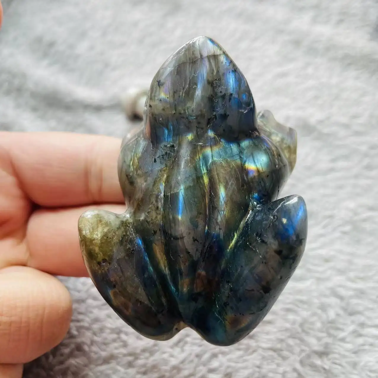 

Labradorite Frog Statue Natural Stones Room Ornament Hand Carved Reiki Figurine Opal Healing Crystals Aquarium Home Decor