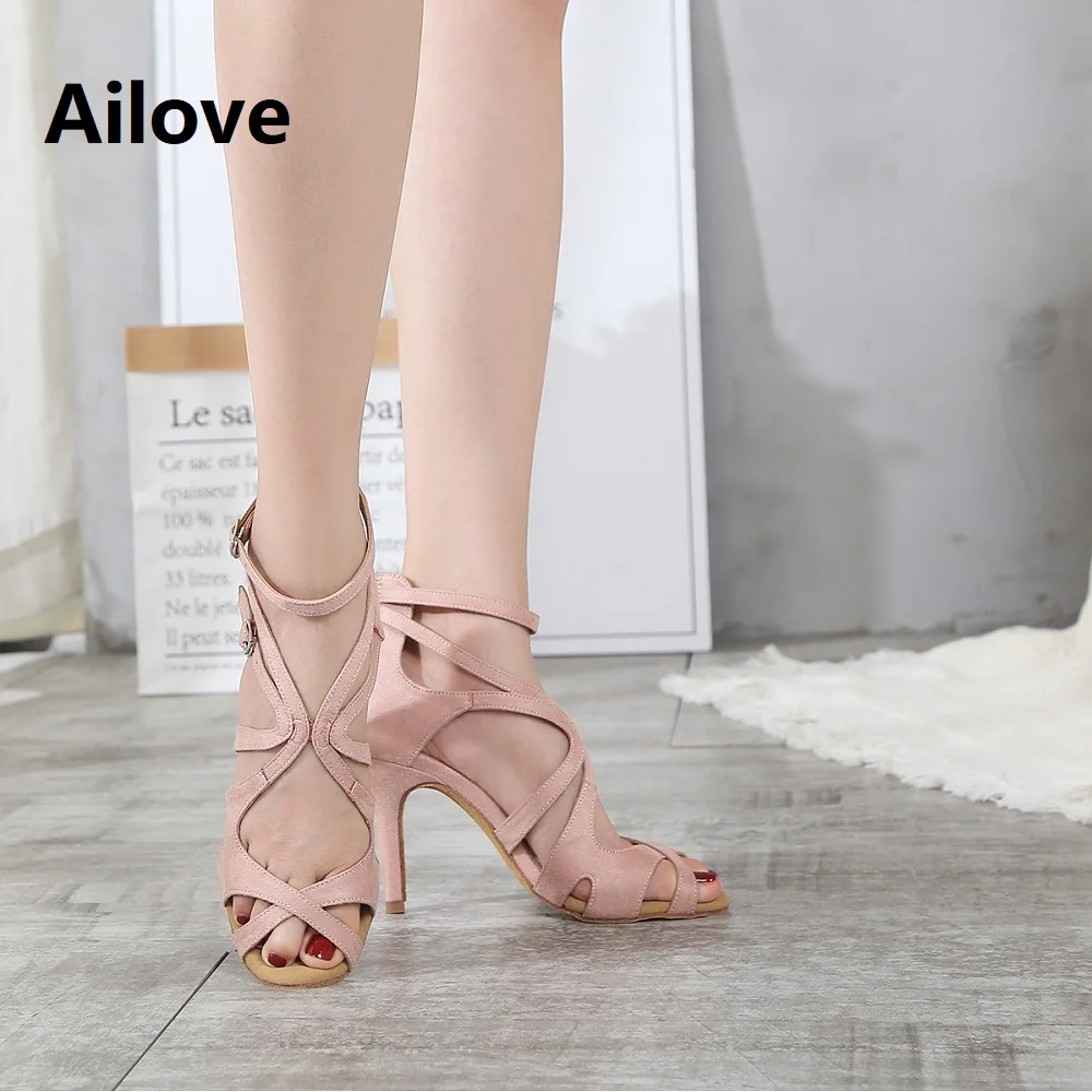 Ailove Ballroom Salsa Latin Swing Dance Shoes Women  Wedding Party Sandals Rubber Sole and Suede Sole Available Heels ALS005