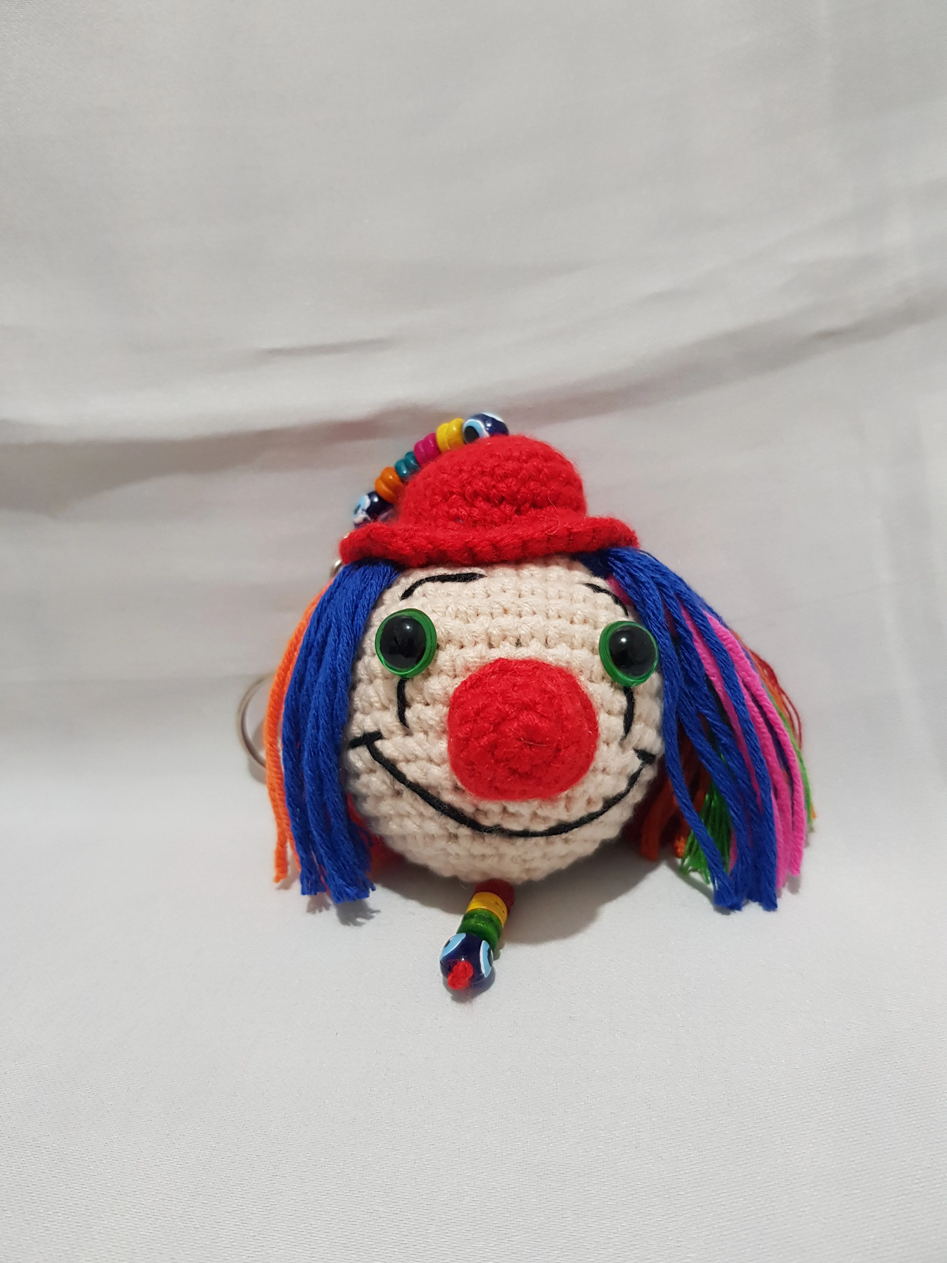 Hediyelik Plush Lalafanfan Keychain Red Multicolour Quality Koton Yarn Is Made Of Handmade Washable Plump Elegant