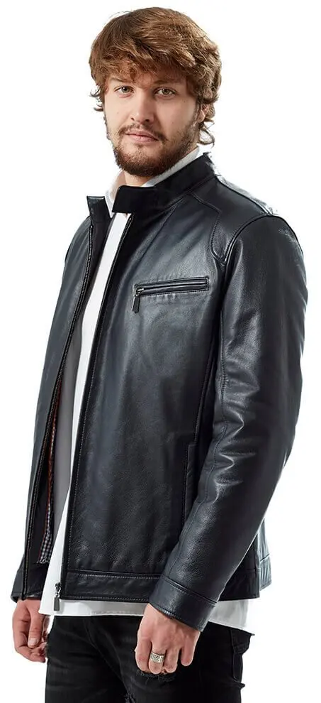 Manli Leather Jacket Navy Orjinal Lambskin Autumn Winter 2022 Biker Slim Large Size VintageTürkiye