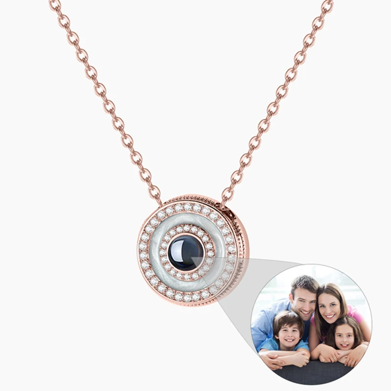 Dascusto New Custom Photo Necklace For Women Personalized Projection Picture Round Pendant Necklace Custom Jewelry Memorial Gift