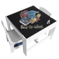 Table en bois pour enfants avec 2 chaises, jeux pour bébés de la maternelle, bureau de peinture, meubles pour enfants avec espace de rangement, 1 ensemble