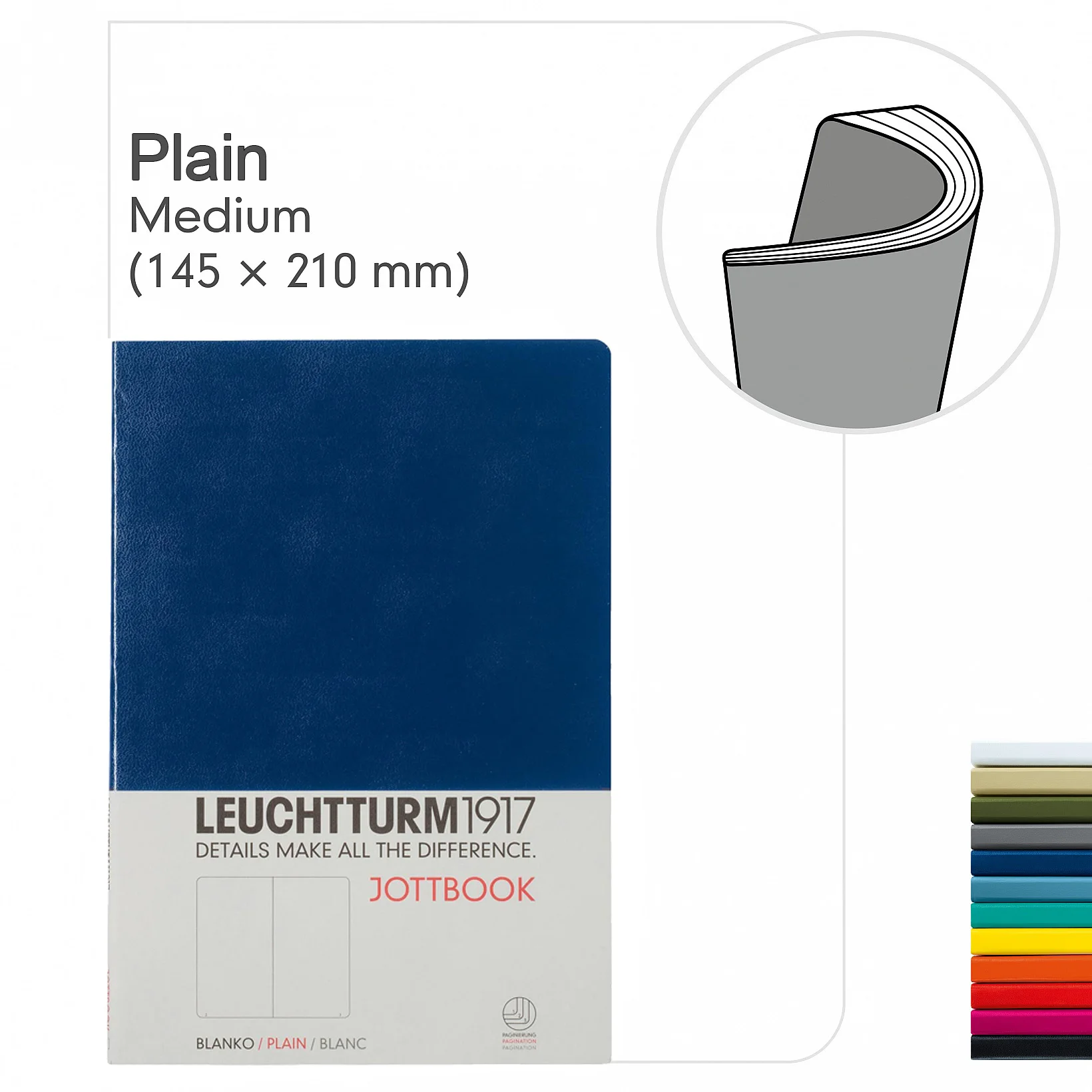 Leuchtturm1917 Jottbook, Medium (A5), Soft Cover, 60 Numbered Pages - Plain