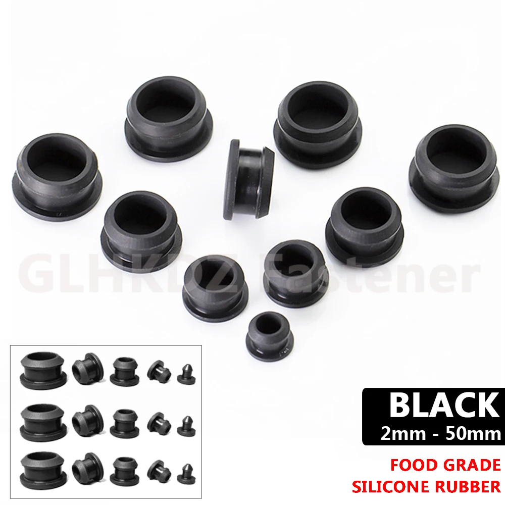 Black 2mm-50mm Silicone Rubber Snap-on Blanking Bore Plugs Hole Stopper Round Tube Pipe End Caps Sealing Dust-proof Waterproof