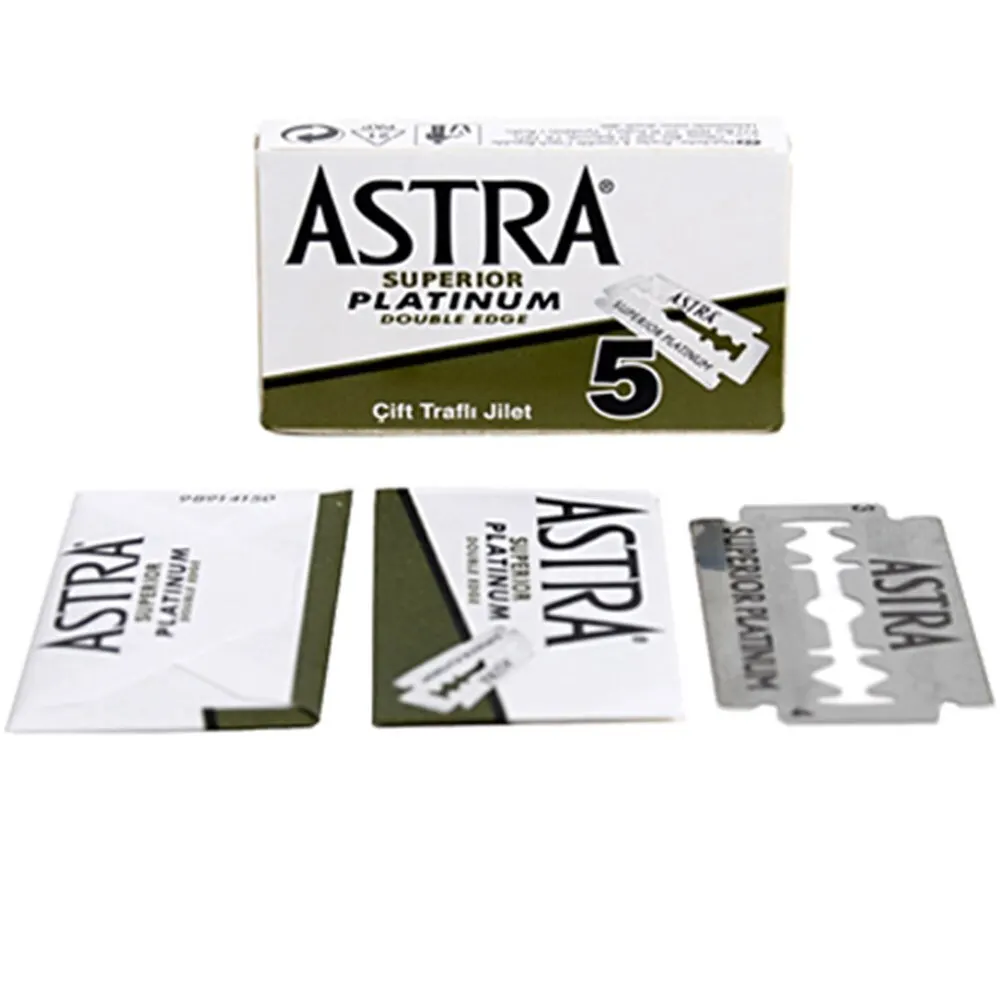 Astra superior platinum double edge safety razor blades shaving green package 5 pcs, 10 pcs, 20 pcs, 50 pcs, 100 pcs.