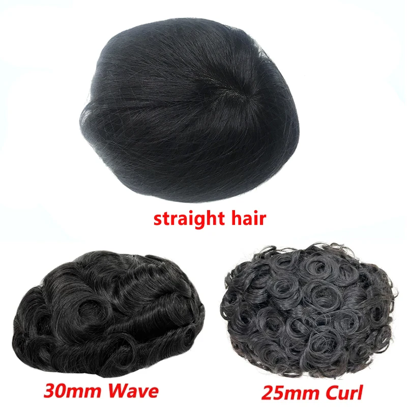 Toupee Men Fine Mono Men\'s capillary prothesis Indian Human Hair Replacement System Super Durable Hairpieces Handmade Wig Man