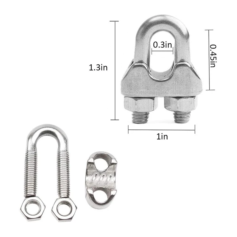 Turnbuckle Wire Rope Tension 304 Stainless Steel Wire Rope Cable Clip/Clamp Thimble  Aluminum Crimping Loop for 6mm Wire Rope