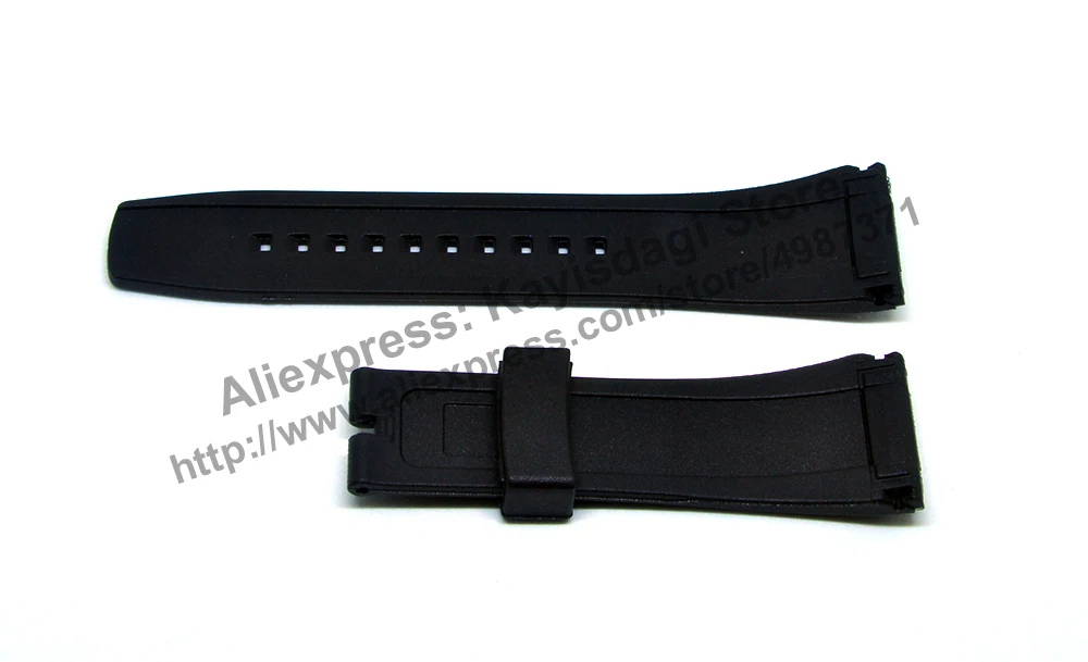 26mm Black Rubber Watch Band Strap Compatible For Seiko Velatura 7T62-0KN0 - SNAE17P1